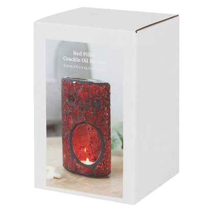 Red Pillar Crackle Glass Oil Burner - Simply Melted