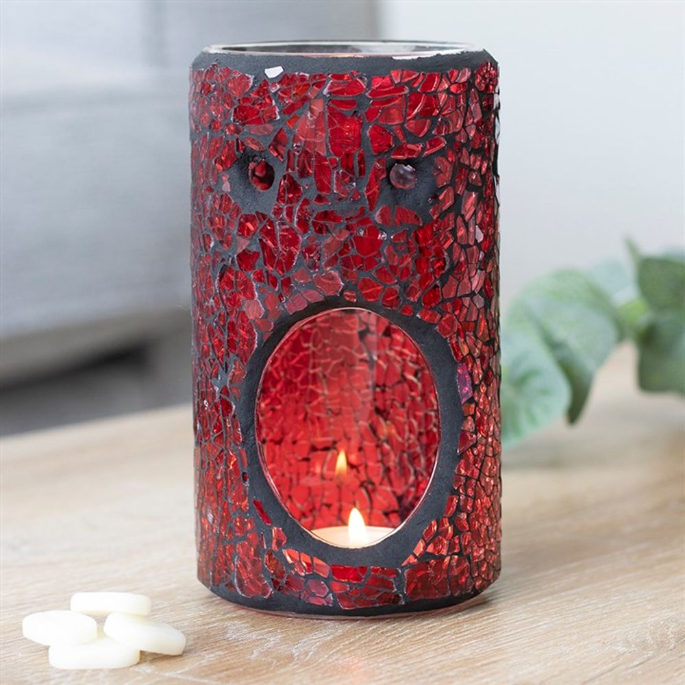 Red Pillar Crackle Glass Oil Burner - Simply Melted