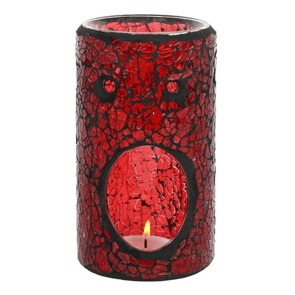 Red Pillar Crackle Glass Oil Burner - Simply Melted