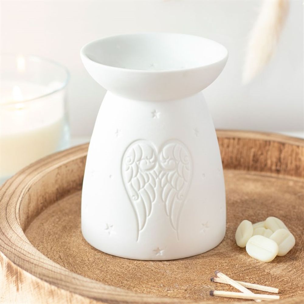 White Ceramic Angel Wings Oil Burner - Simply Melted