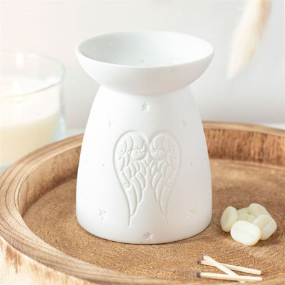 White Ceramic Angel Wings Oil Burner - Simply Melted