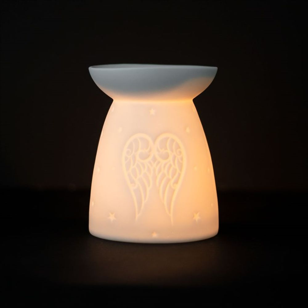 White Ceramic Angel Wings Oil Burner - Simply Melted