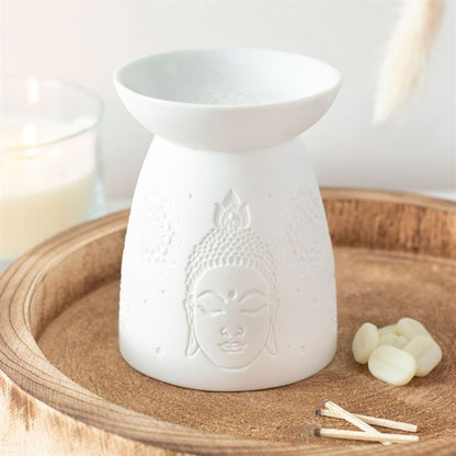 White Ceramic Buddha Face Oil Burner - Simply Melted