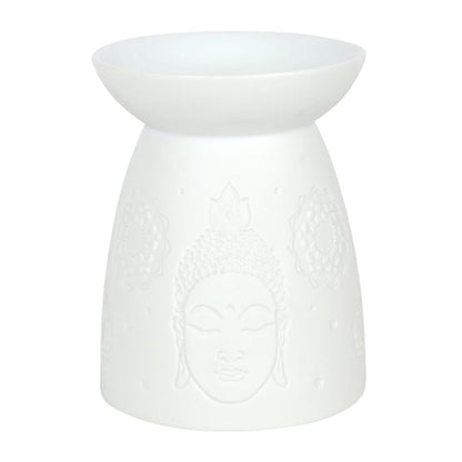 White Ceramic Buddha Face Oil Burner - Simply Melted