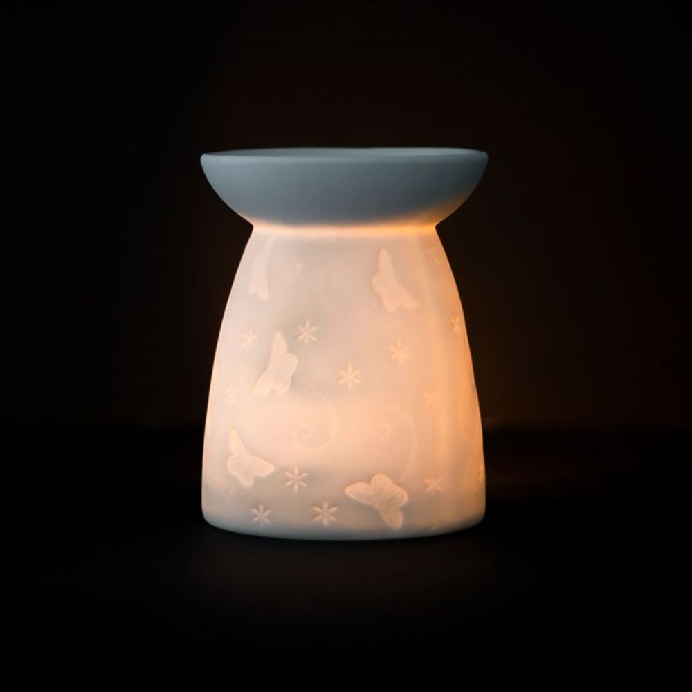 White Ceramic Butterfly Oil Burner - Simply Melted