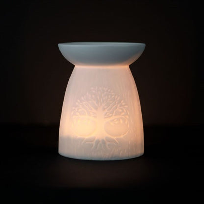 White Ceramic Tree of Life Oil Burner - Simply Melted