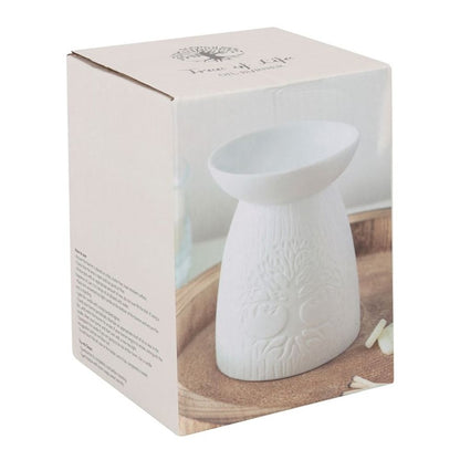 White Ceramic Tree of Life Oil Burner - Simply Melted