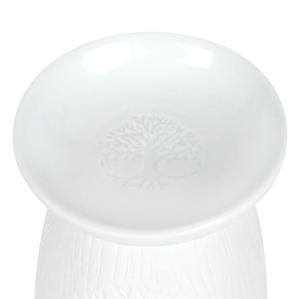 White Ceramic Tree of Life Oil Burner - Simply Melted