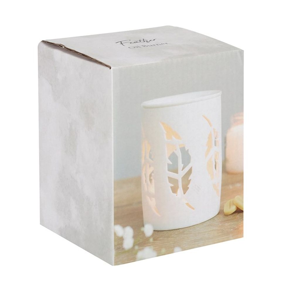 White Feather Cut Out Oil Burner - Simply Melted