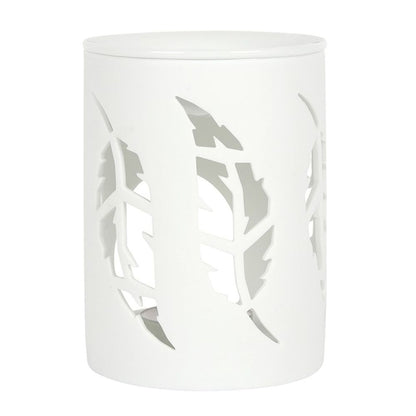 White Feather Cut Out Oil Burner - Simply Melted