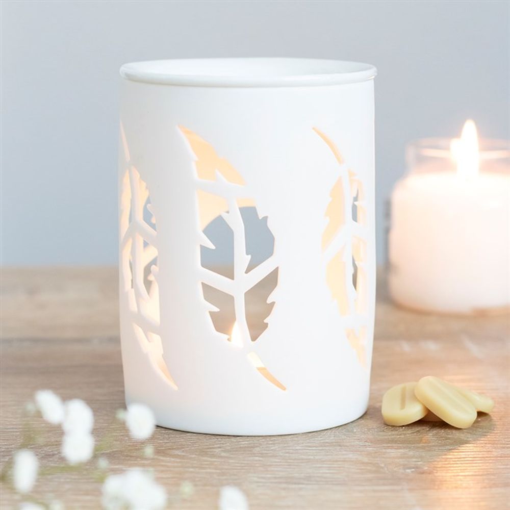 White Feather Cut Out Oil Burner - Simply Melted