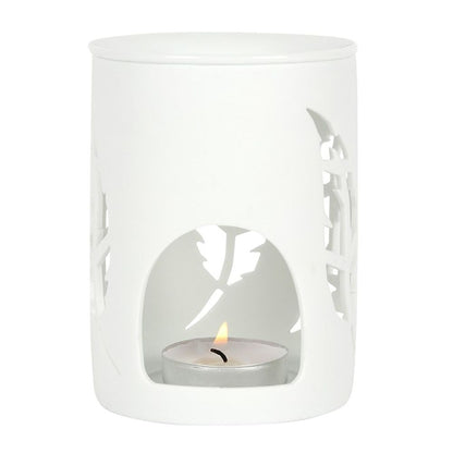 White Feather Cut Out Oil Burner - Simply Melted