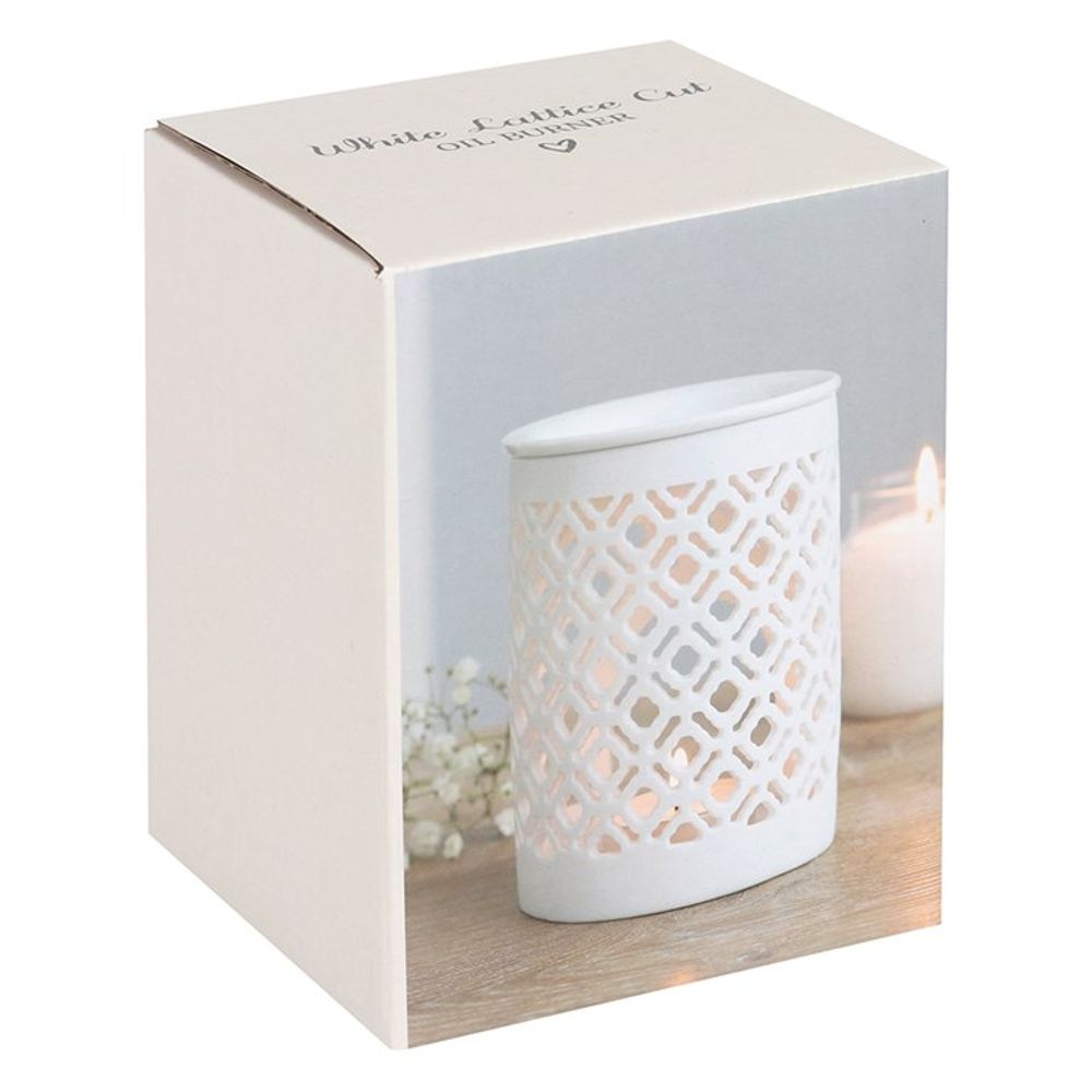 White Matte Lattice Cut Oil Burner - Simply Melted