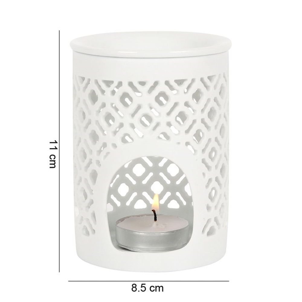 White Matte Lattice Cut Oil Burner - Simply Melted